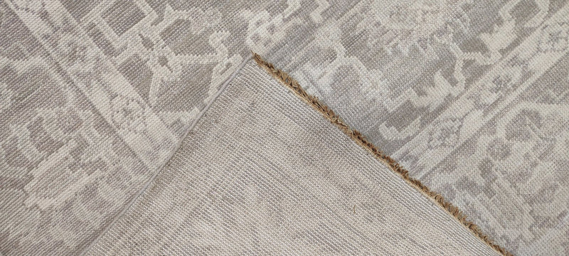 Alana Hamilton 10x13.9 Silver and Grey Hand-Knotted Oushak Rug | Banana Manor Rug Company