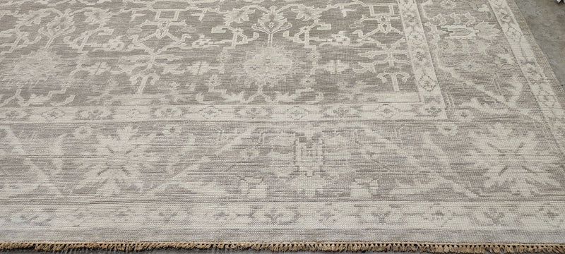 Alana Hamilton 10x13.9 Silver and Grey Hand-Knotted Oushak Rug | Banana Manor Rug Company