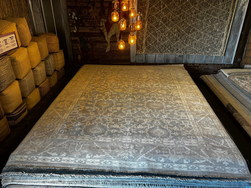 Alana Hamilton 10x13.9 Silver and Grey Hand-Knotted Oushak Rug | Banana Manor Rug Factory Outlet