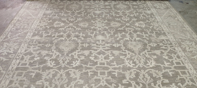 Alana Hamilton 10x13.9 Silver and Grey Hand-Knotted Oushak Rug | Banana Manor Rug Company