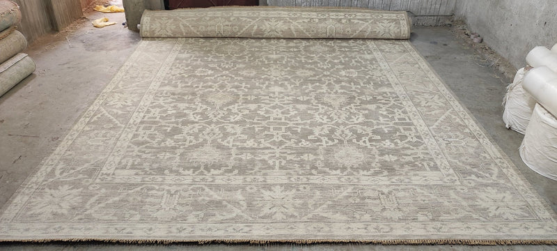 Alana Hamilton 10x13.9 Silver and Grey Hand-Knotted Oushak Rug | Banana Manor Rug Company