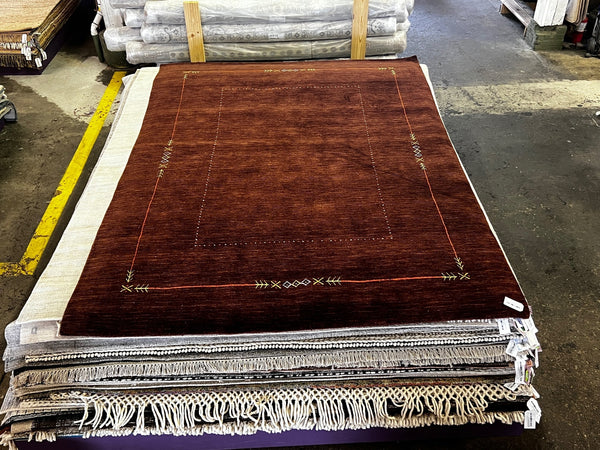 Augustus Gloop 7.3x10 Brown Handwoven Gabbeh Rug | Banana Manor Rug Company