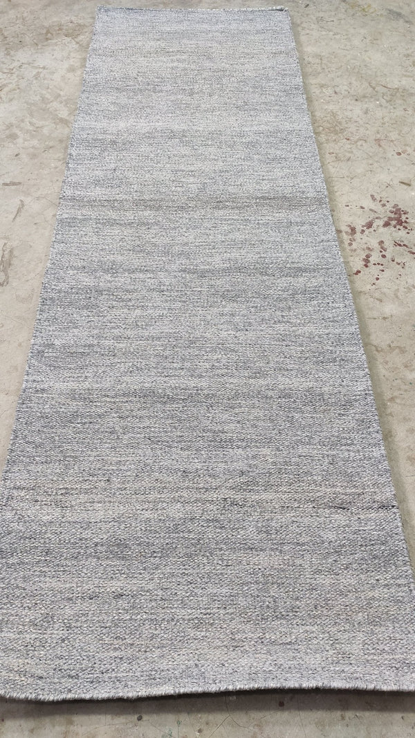 Bear 2.6x10.3 Grey Handwoven PET Yarn Durrie Runner | Banana Manor Rug Company