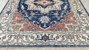 Becca 8x10 Blue, Rust, and Ivory Hand-Knotted Rug | Banana Manor Rug Company