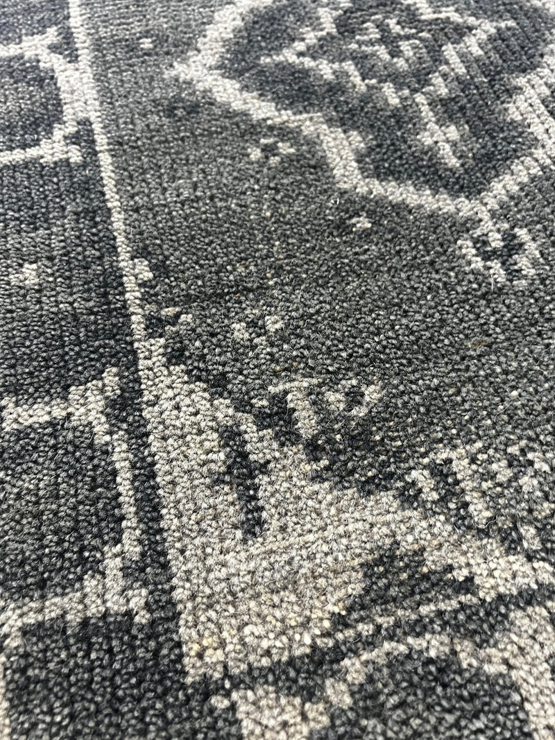 "Belva" Dark and Light Grey Hand-Knotted Oushak 8x10 | Banana Manor Rug Company