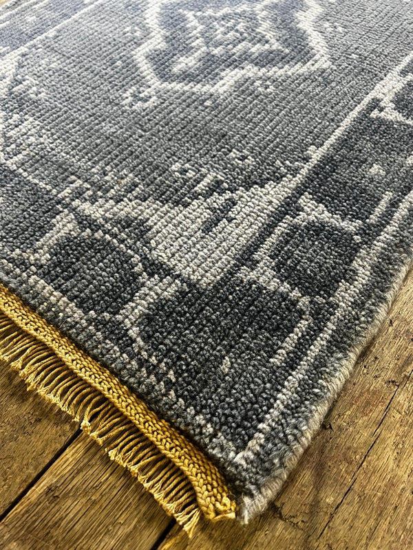 "Belva" Dark and Light Grey Hand-Knotted Oushak 8x10 | Banana Manor Rug Company