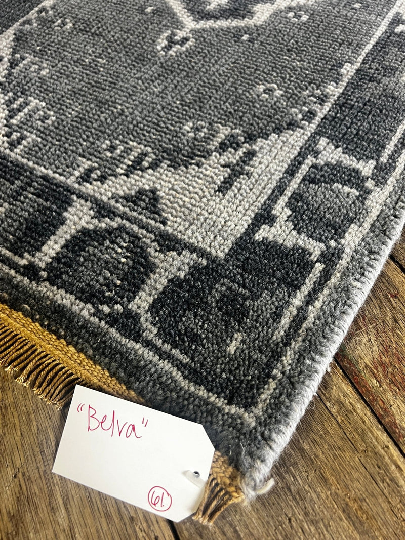 "Belva" Dark and Light Grey Hand-Knotted Oushak 8x10 | Banana Manor Rug Company