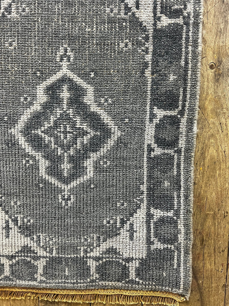 "Belva" Dark and Light Grey Hand-Knotted Oushak 8x10 | Banana Manor Rug Company