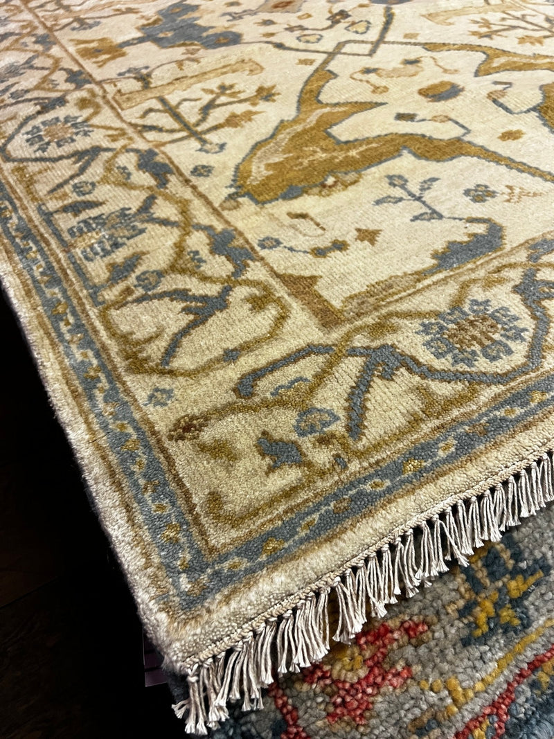 Bliss 4.6x6.3 Ivory Hand-Knotted Oushak Rug | Banana Manor Rug Company