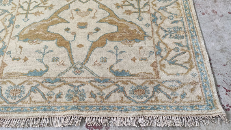 Bliss 4.6x6.3 Ivory Hand-Knotted Oushak Rug | Banana Manor Rug Company