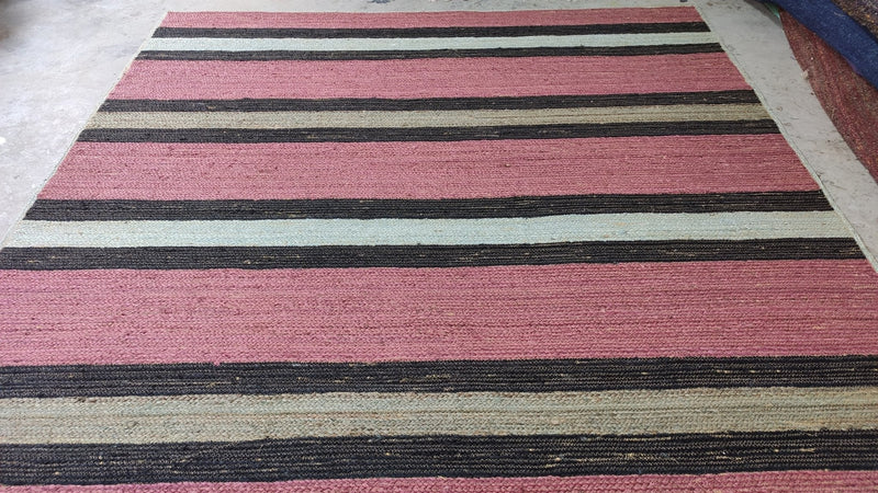 Burton Mercer Handwoven Striped Jute Rug 8x10 | Banana Manor Rug Company