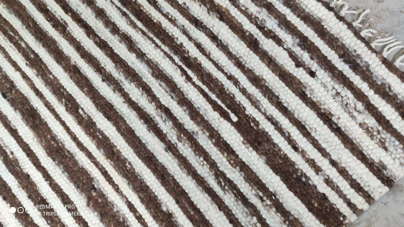 Camilla 4.6x6.6 Brown and White Striped Handwoven Durrie Rug | Banana Manor Rug Factory Outlet