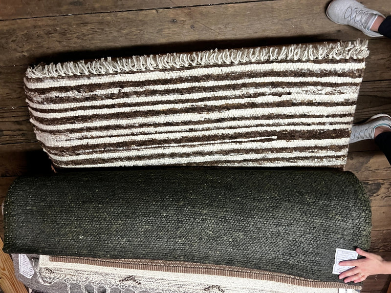 Camilla 4.6x6.6 Brown and White Striped Handwoven Durrie Rug | Banana Manor Rug Factory Outlet