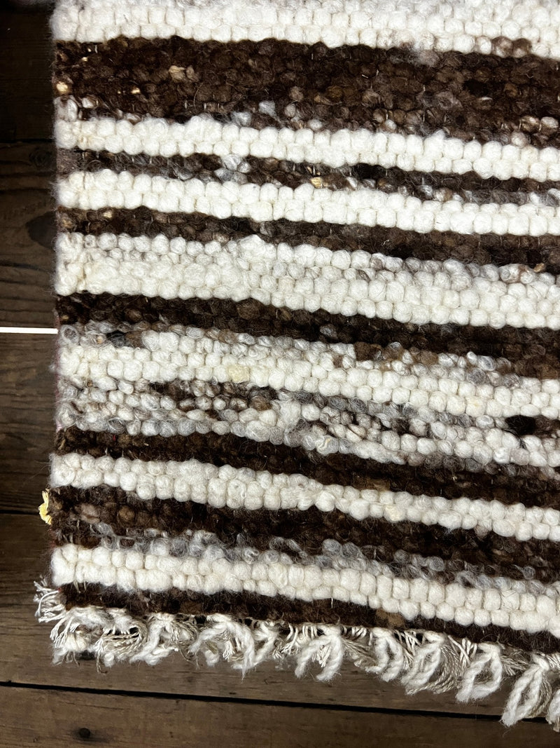 Camilla 4.6x6.6 Brown and White Striped Handwoven Durrie Rug | Banana Manor Rug Factory Outlet