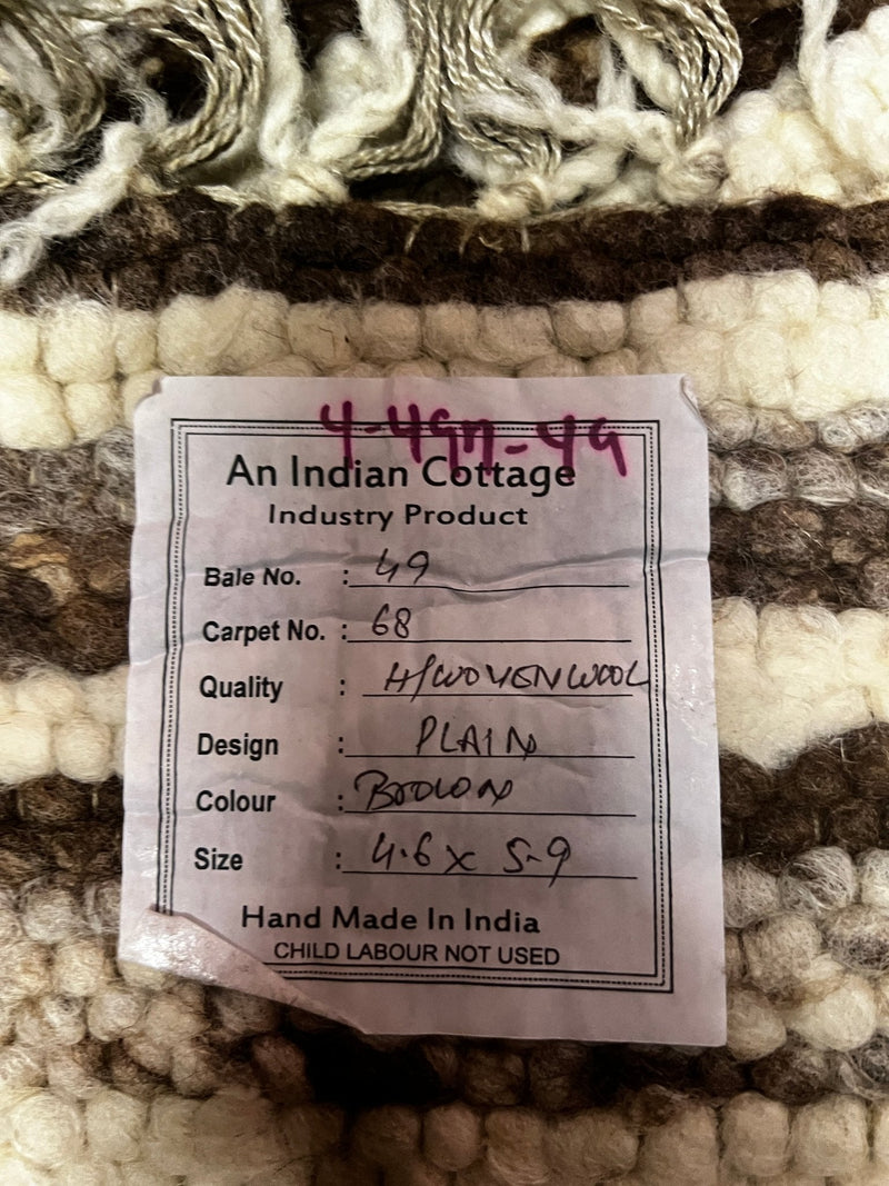 Camilla 4.6x6.6 Brown and White Striped Handwoven Durrie Rug | Banana Manor Rug Factory Outlet
