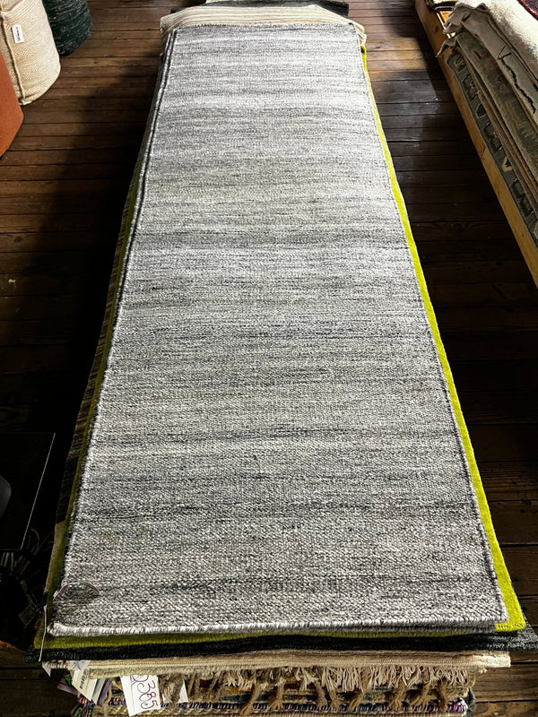 Chris Katt 2.6x8.3 Grey Handwoven PET Yarn Runner | Banana Manor Rug Factory Outlet