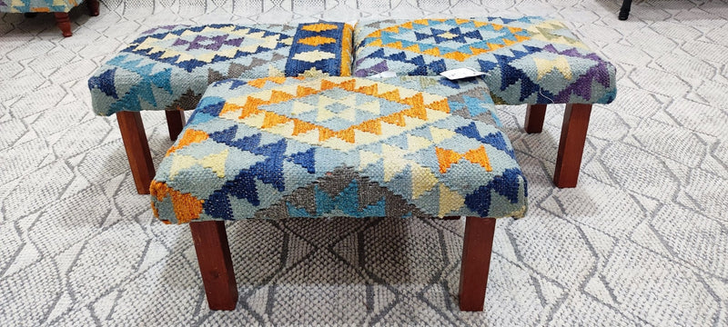 Chris Kirkpatrick Wooden Upholstered Stool 12x18x10 (Assorted Styles) | Banana Manor Rug Company