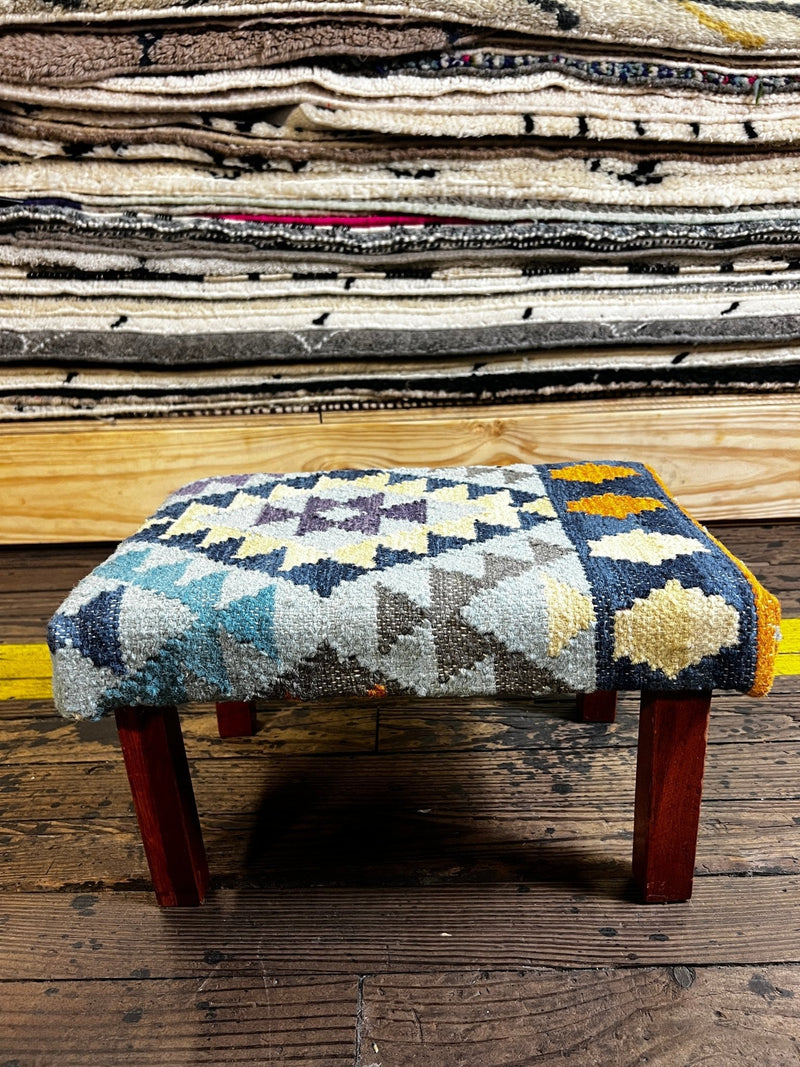 Chris Kirkpatrick Wooden Upholstered Stool 12x18x10 (Assorted Styles) | Banana Manor Rug Company