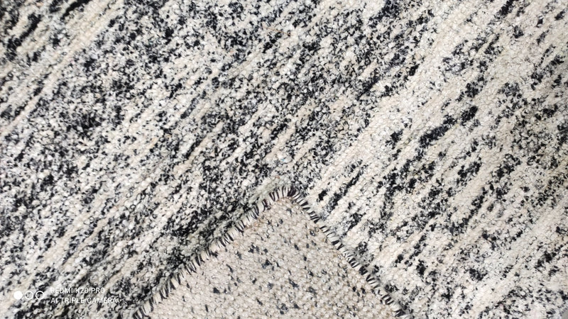Clark Griswold 4x6 Handwoven Black and White Sari Silk Durrie Rug | Banana Manor Rug Company