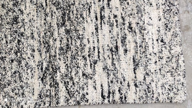 Clark Griswold 4x6 Handwoven Black and White Sari Silk Durrie Rug | Banana Manor Rug Company