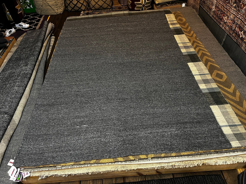 Dirty Rotten Scoundrel 6x9.3 Gray Pet Yarn Durrie Rug | Banana Manor Rug Factory Outlet