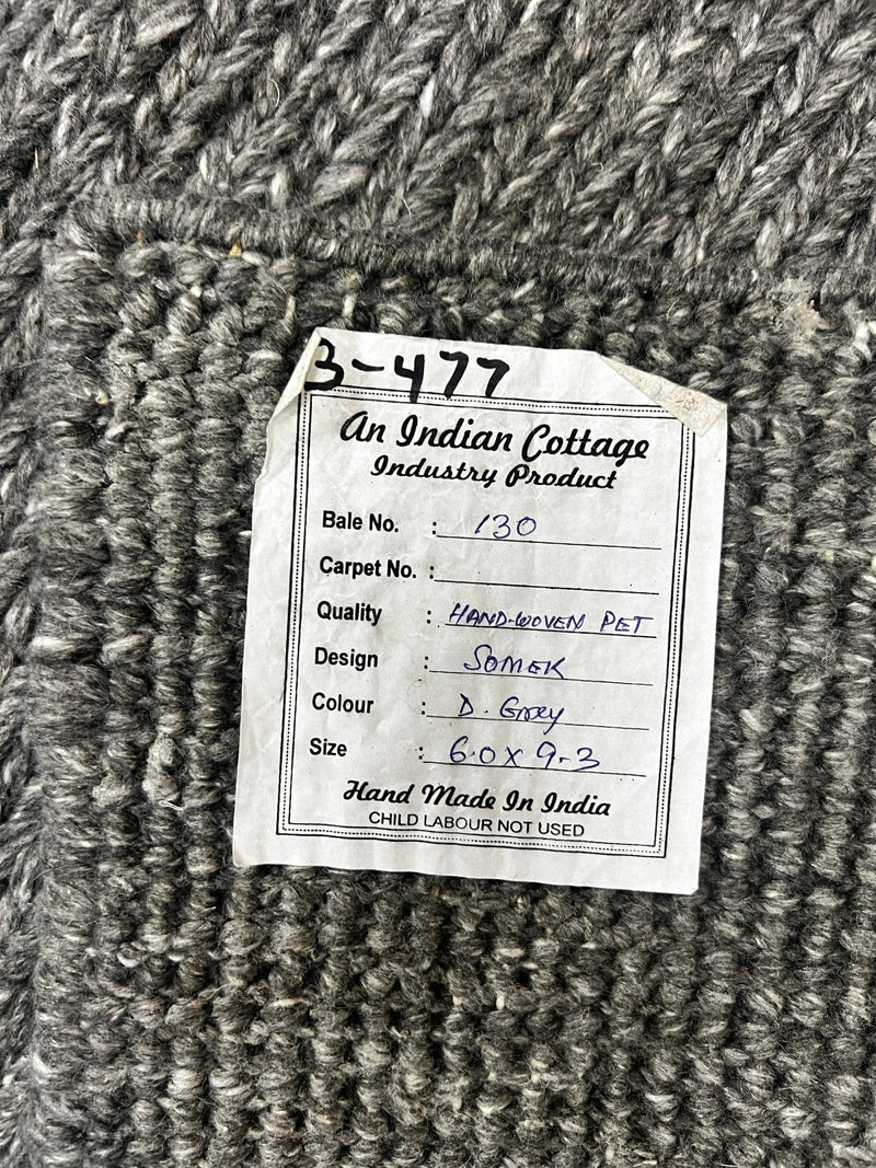 Dirty Rotten Scoundrel 6x9.3 Gray Pet Yarn Durrie Rug | Banana Manor Rug Factory Outlet