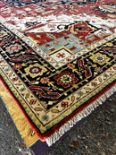 Emma Oriental Rust/Blue 8x10 Hand-Knotted Rug | Banana Manor Rug Company