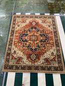 Emma Oriental Rust/Blue 8x10 Hand-Knotted Rug | Banana Manor Rug Company