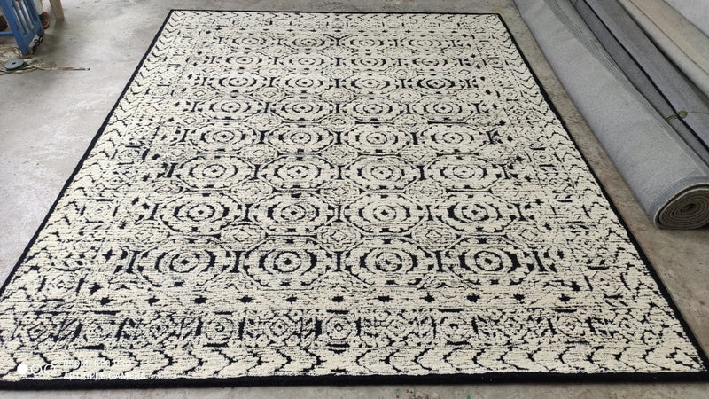 Eric Heiden 8x10 Ivory and Black Hand-Tufted Rug | Banana Manor Rug Company