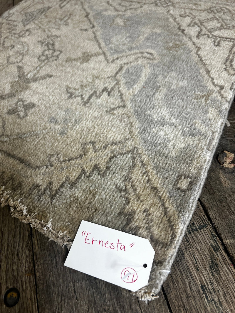 "Ernesta" Grey Hand-Knotted Oushak Sample | Banana Manor Rug Company