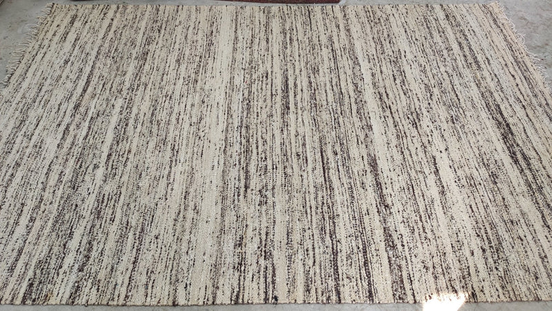 Foster Cream and Brown Handwoven Sari Silk Rug | Banana Manor Rug Company