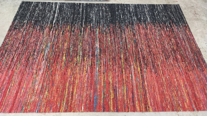 Foxy Love 5.3x7.6 Multi-Colored Modern Sari Silk Rug | Banana Manor Rug Company