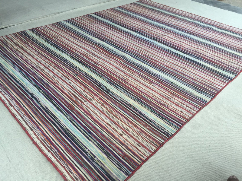 Fred Cuervo Striped Hand Loomed Dhurrie Rug 5'x7' | Banana Manor Rug Company