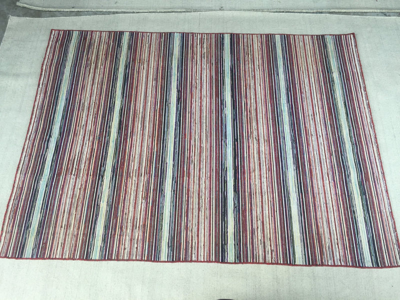 Fred Cuervo Striped Hand Loomed Dhurrie Rug 5'x7' | Banana Manor Rug Company