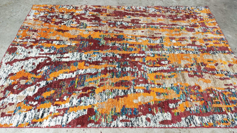 Freesia 5.6x7.9 Multi-Colored Sari-Silk Rug | Banana Manor Rug Company