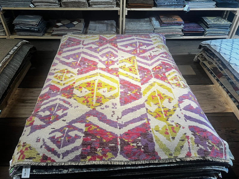 Freret 5.6x7.9 Multi-Colored Hand-Knotted Modern Rug | Banana Manor Rug Company