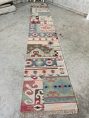 Freya 2.9x15.6 Multi-Colored Patched Kilim Runner | Banana Manor Rug Company