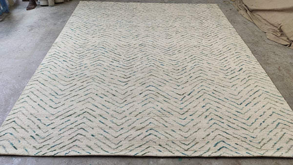 Hanky Panky 7.9x9.9 Ivory and Green Hand-Tufted Rug | Banana Manor Rug Company