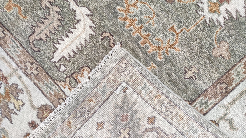 Hathaway 9x12.3 Grey and Ivory Hand-Knotted Oushak Rug | Banana Manor Rug Company