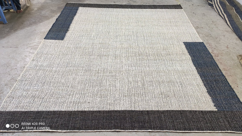 Helsinki Handwoven White and Grey Geometrical Jute Rug 8x10 | Banana Manor Rug Company