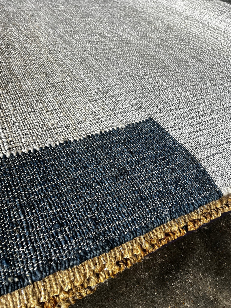 Helsinki Handwoven White and Grey Geometrical Jute Rug 8x10 | Banana Manor Rug Company