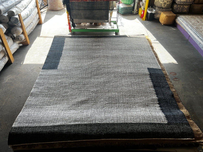 Helsinki Handwoven White and Grey Geometrical Jute Rug 8x10 | Banana Manor Rug Company