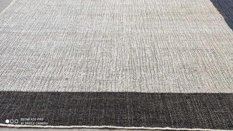 Helsinki Handwoven White and Grey Geometrical Jute Rug 8x10 | Banana Manor Rug Company