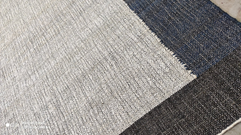 Helsinki Handwoven White and Grey Geometrical Jute Rug 8x10 | Banana Manor Rug Company