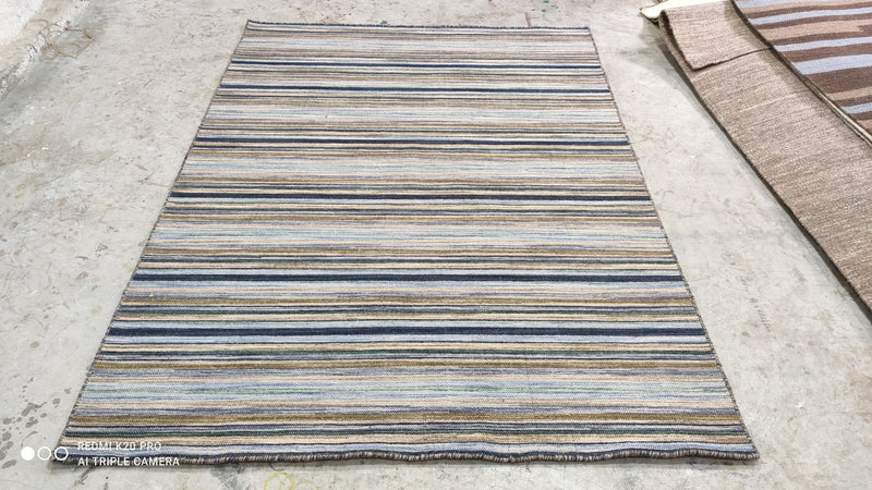 Jebidiah Atkinson Hand-woven 4.6x6.6 Durrie Wool Rug | Banana Manor Rug Company