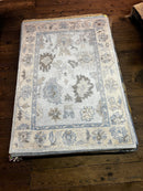 Liliana 4x6 Sky Blue and Beige Hand-Knotted Bamboo Silk Oushak Rug | Banana Manor Rug Company