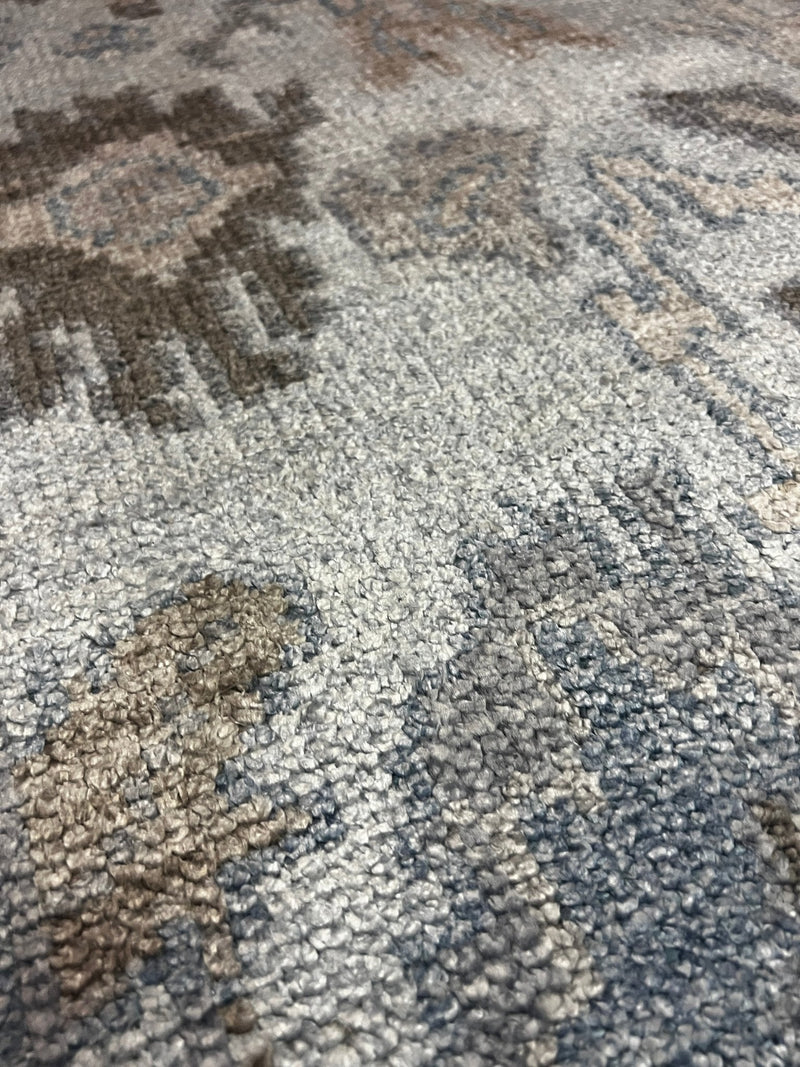 Liliana 4x6 Sky Blue and Beige Hand-Knotted Bamboo Silk Oushak Rug