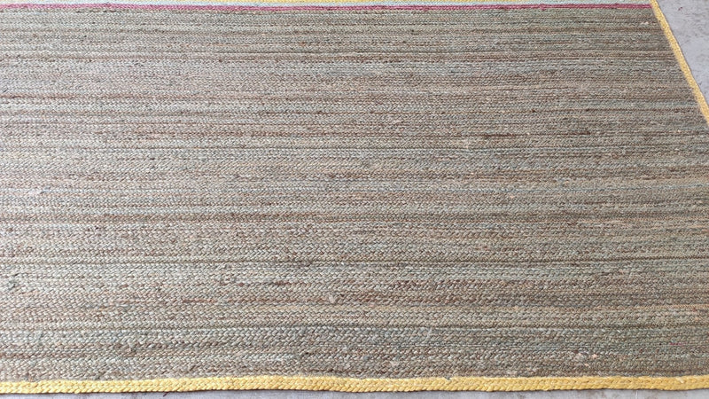 Maury Sline 9x12 Handwoven Grey and Yellow Striped Jute Rug | Banana Manor Rug Company