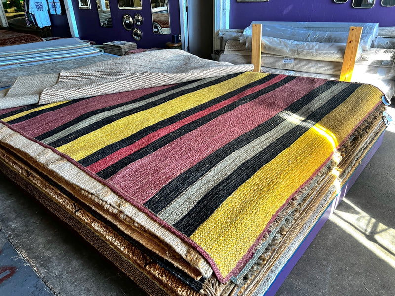 Mighty Mack McTeer 8x10 Handwoven Violet and Grey Striped Jute Rug | Banana Manor Rug Company