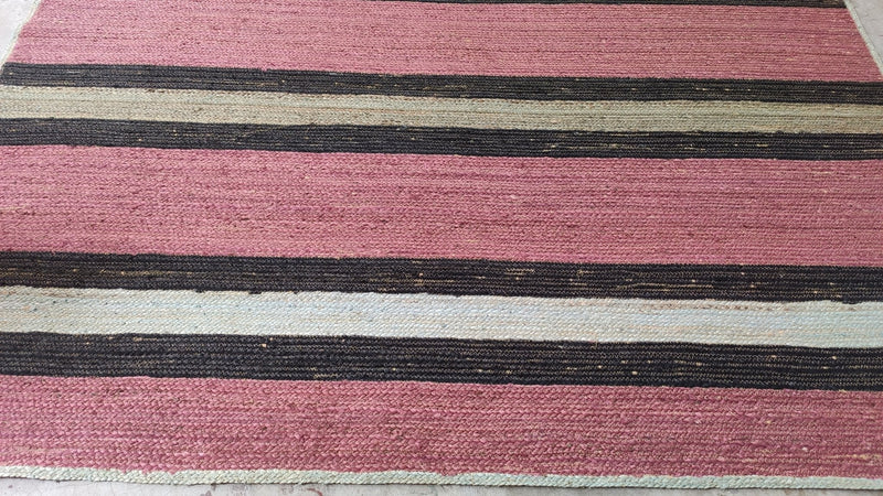 Mighty Mack McTeer 8x10 Handwoven Violet and Grey Striped Jute Rug | Banana Manor Rug Company